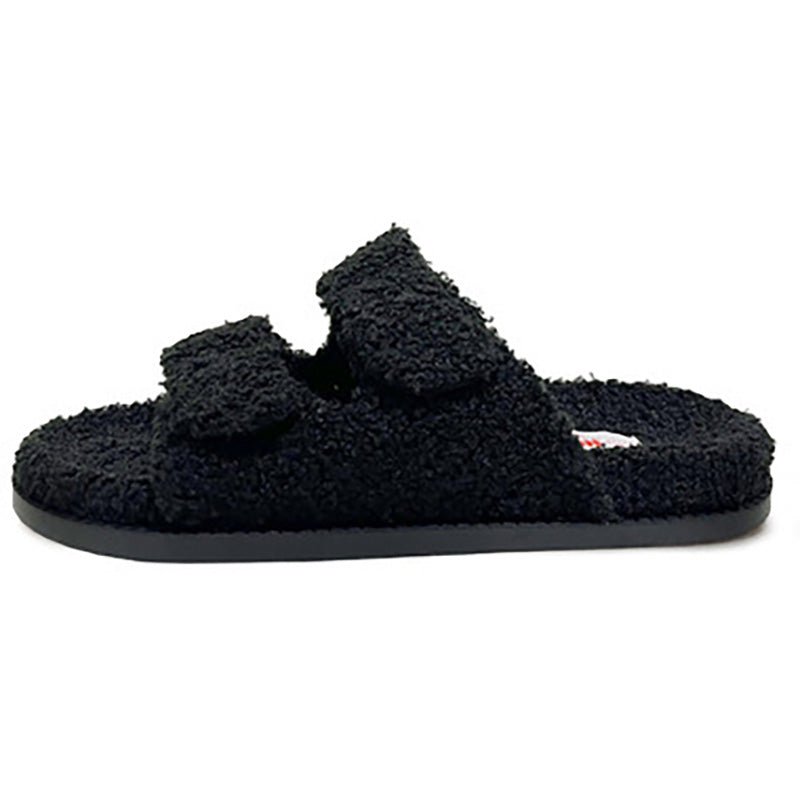 Find Evu Black Fleece Slides - Freedom Moses at Bungalow Trading Co.