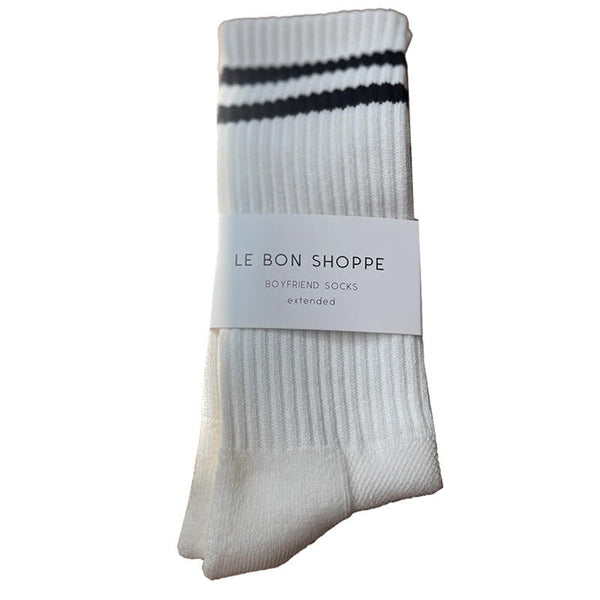 Find Extended Boyfriend Socks Classic White - Le Bon Shoppe at Bungalow Trading Co.