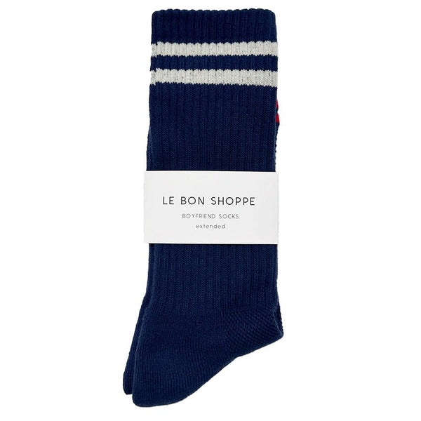 Find Extended Boyfriend Socks Navy - Le Bon Shoppe at Bungalow Trading Co.