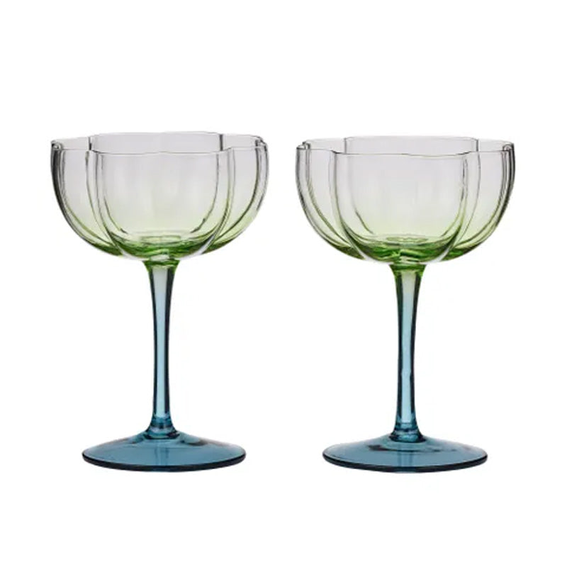 Lotti Tulip Coupes Set of 2 Green/Blue
