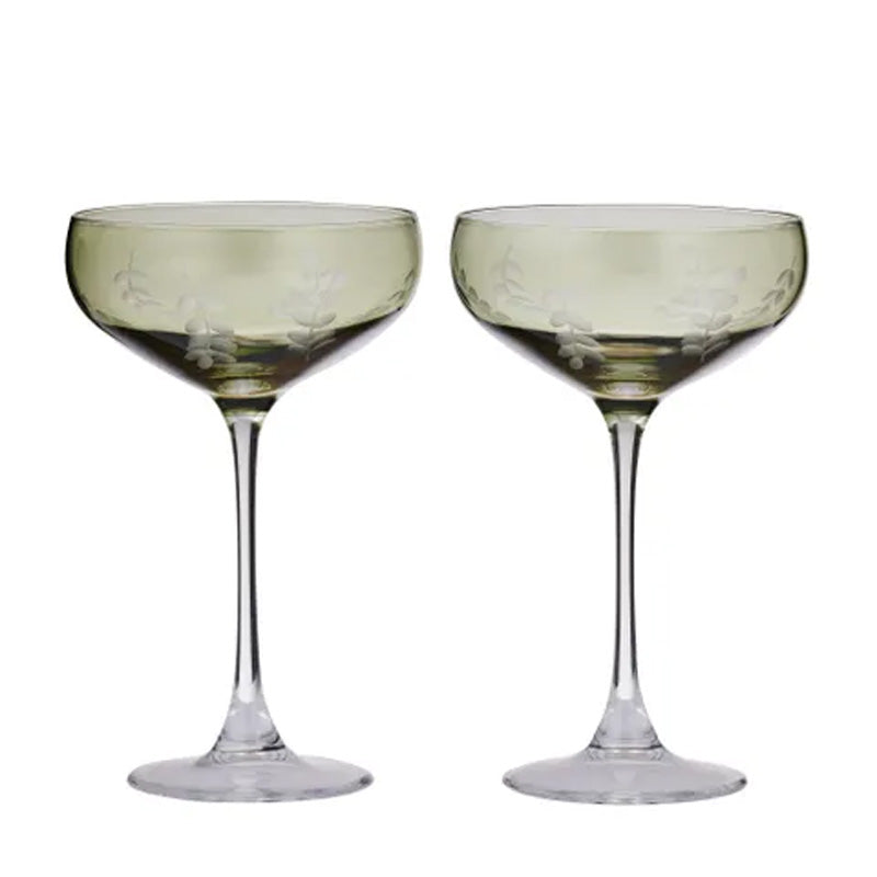 Indigo Glass Coupes Set of 2 Green