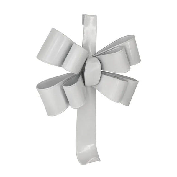 Bow Wreath Hanger White Metal