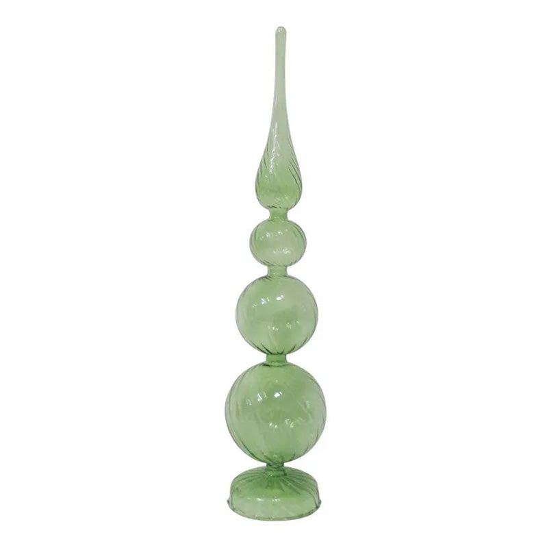 Finial Tree Green Glass 10x47cm