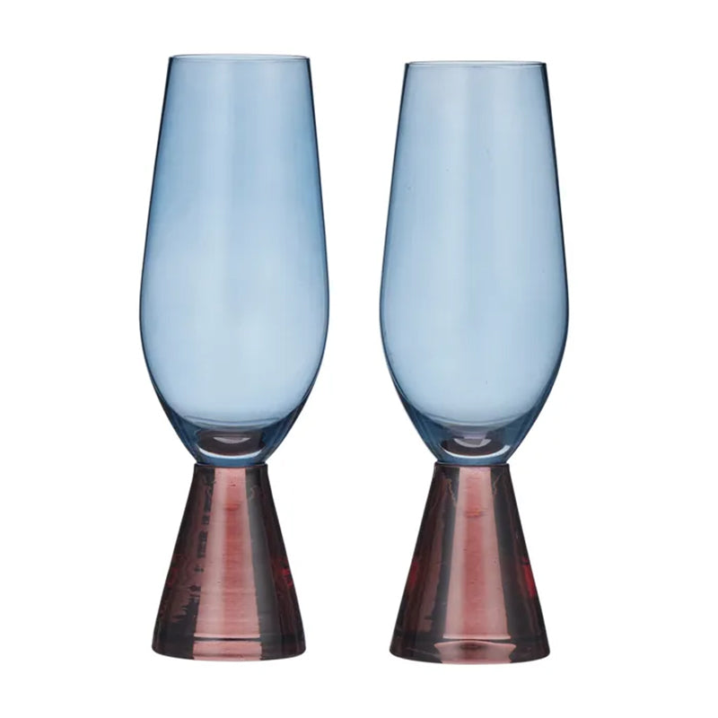 Pyramid Set of 2 Flutes Russet/Blue