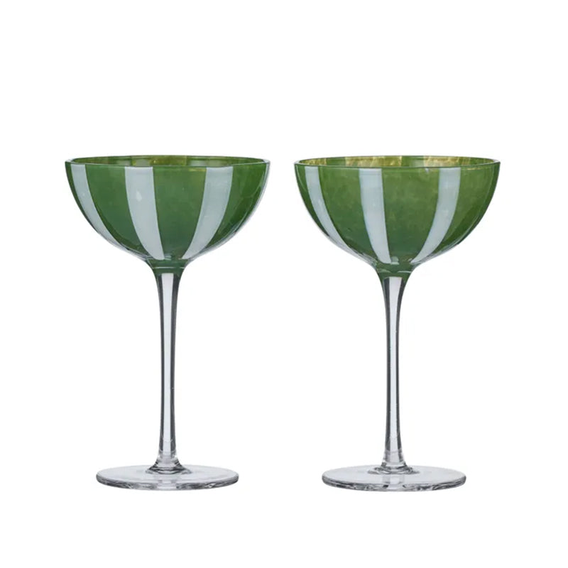 Aperitivo Set of 2 Coupes Green Stripe