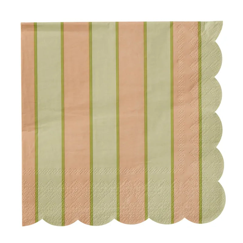 Carnival Peach/Green Stripe Paper Napkins Pack of 20