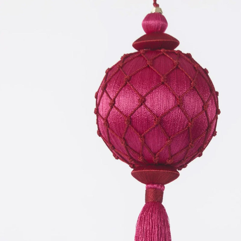 Silk Lattice Tassel Decoration Fuchsia + Red