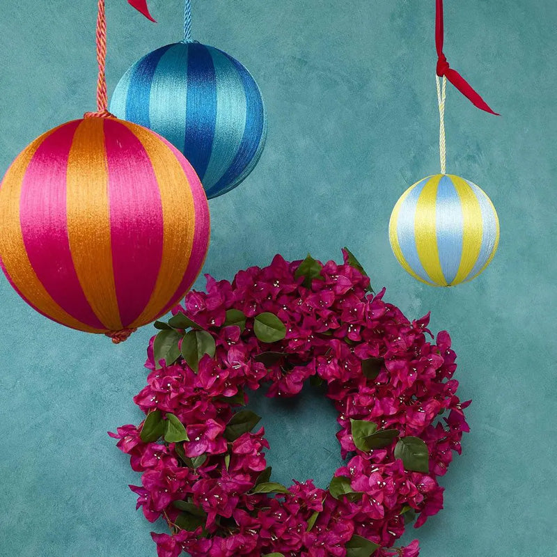 Silk Stripe Bauble Large Pink + Orange