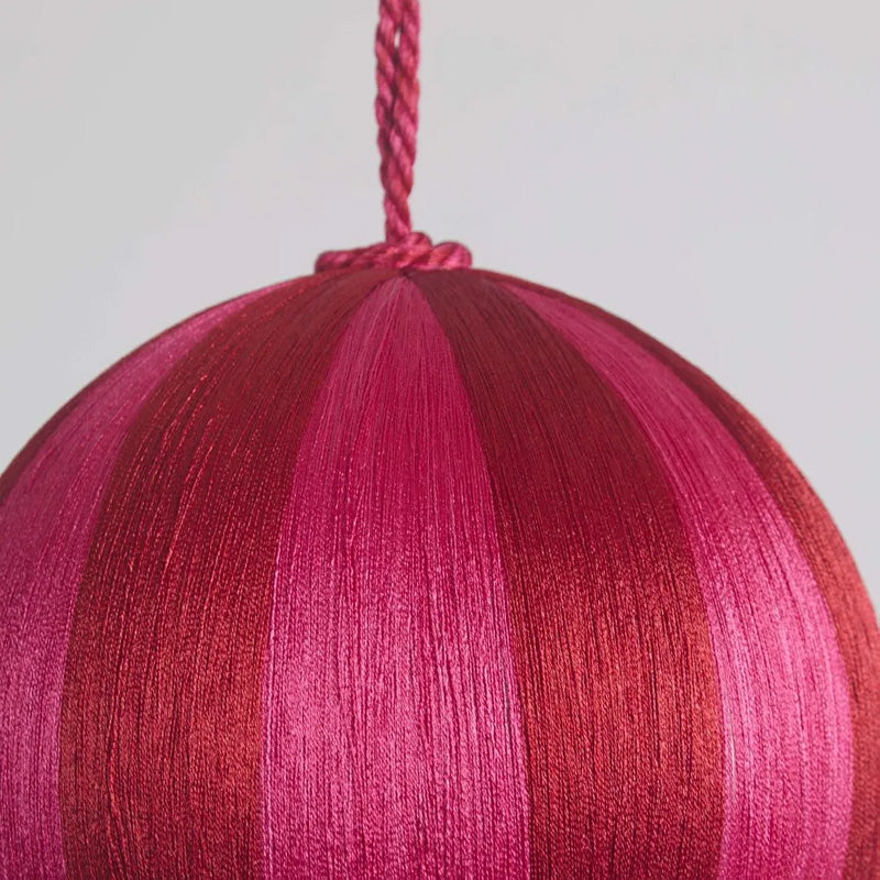 Silk Stripe Bauble Large Fuchsia + Red