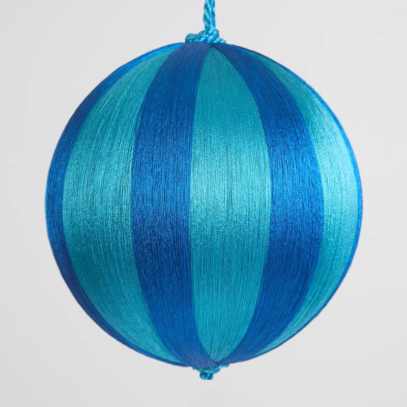 Silk Stripe Bauble Large Blue + Turquoise