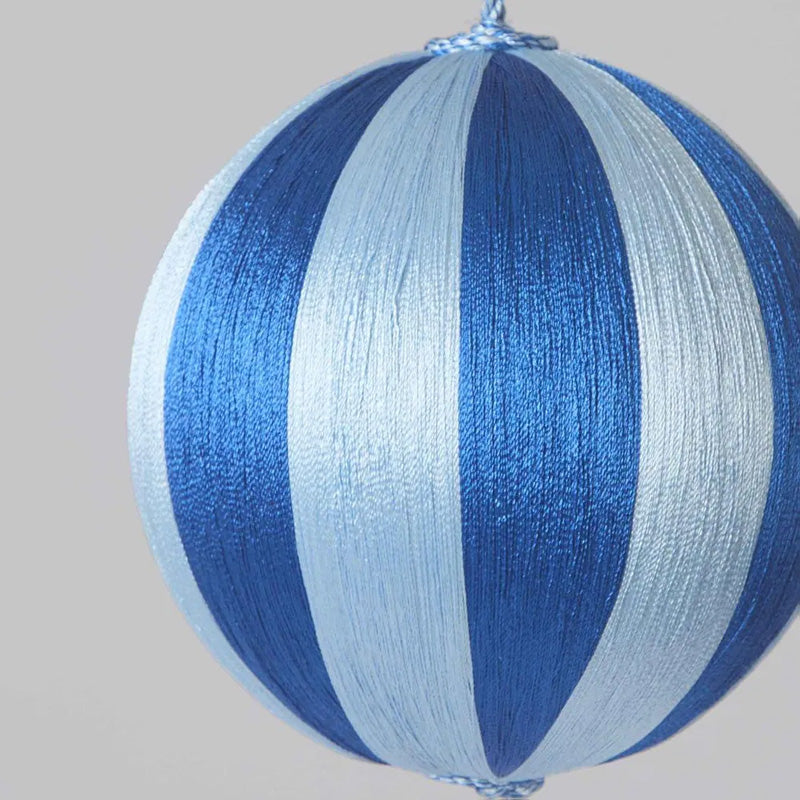 Silk Stripe Bauble Medium Dark Blue + Blue