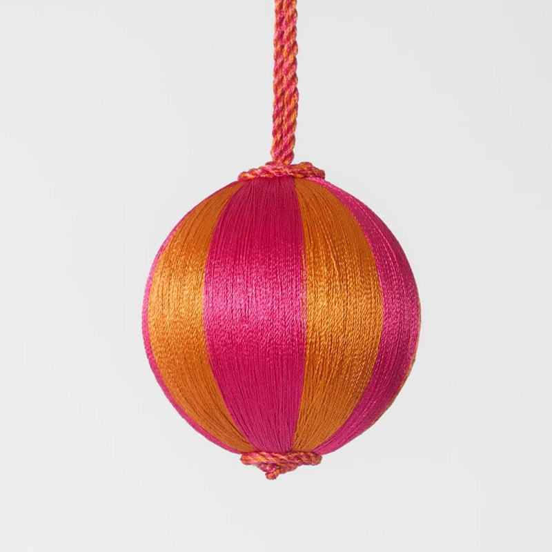 Silk Stripe Bauble Small Pink + Orange