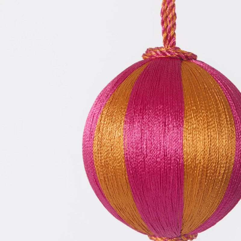 Silk Stripe Bauble Small Pink + Orange