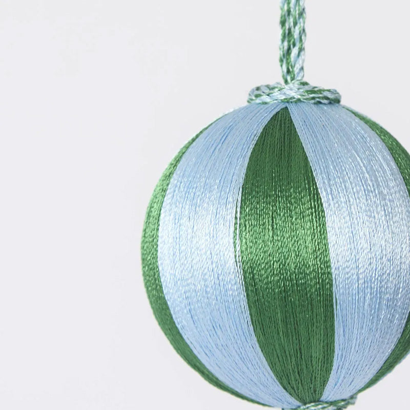 Silk Stripe Bauble Small Blue + Green