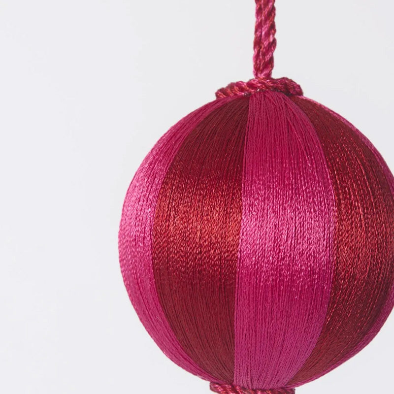 Silk Stripe Bauble Small Red + Pink