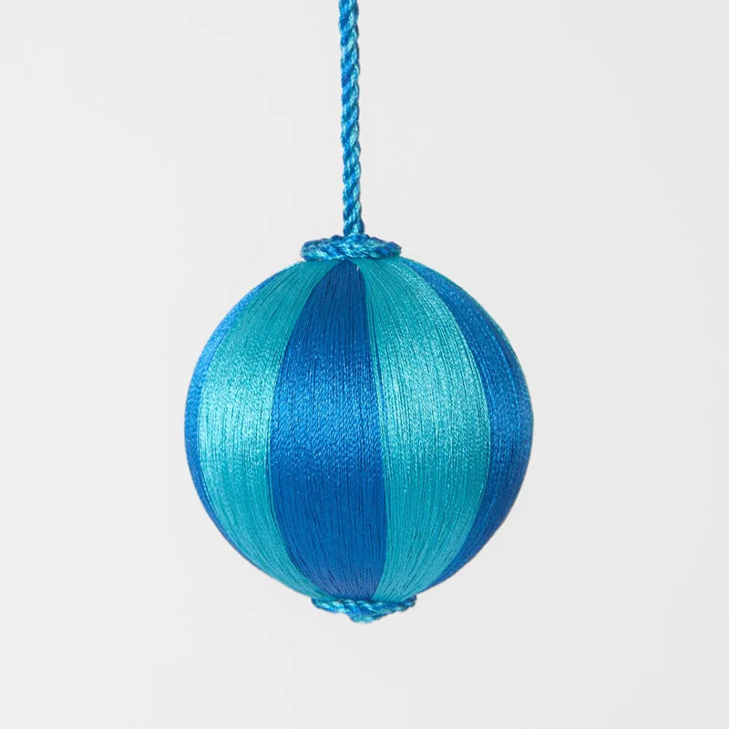 Silk Stripe Bauble Small Blue + Turquoise