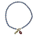 Blue Gemstone Necklace with Red and Fish Pendants