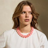 Find Flat Chain Necklace Neon Pink Marble - Vanessa Baroni at Bungalow Trading Co.