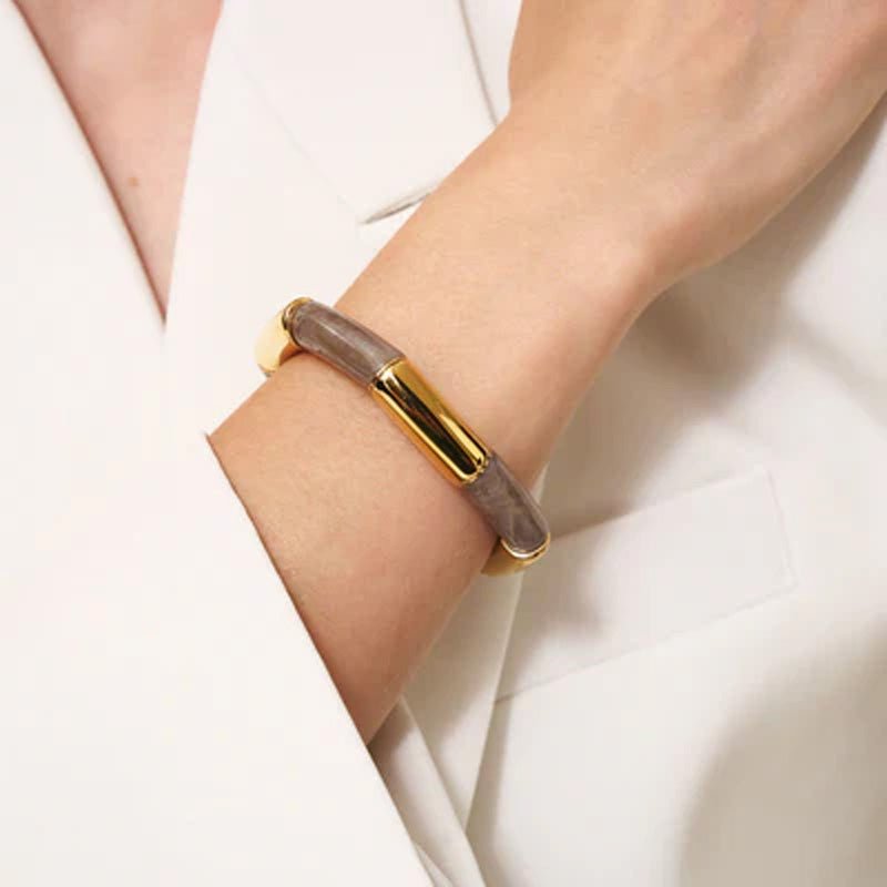 Find Flex Bracelet Gold/Greige Marble - Vanessa Baroni at Bungalow Trading Co.