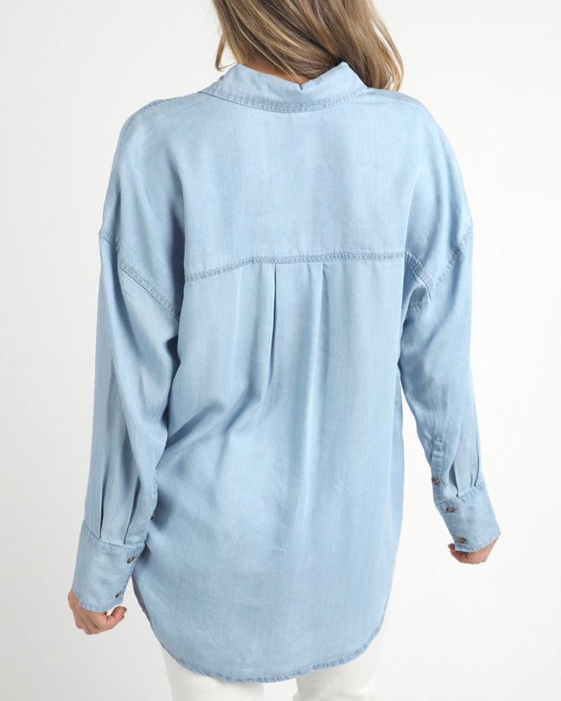 Find Flinders Long Sleeve Chambray Shirt - Elm at Bungalow Trading Co.