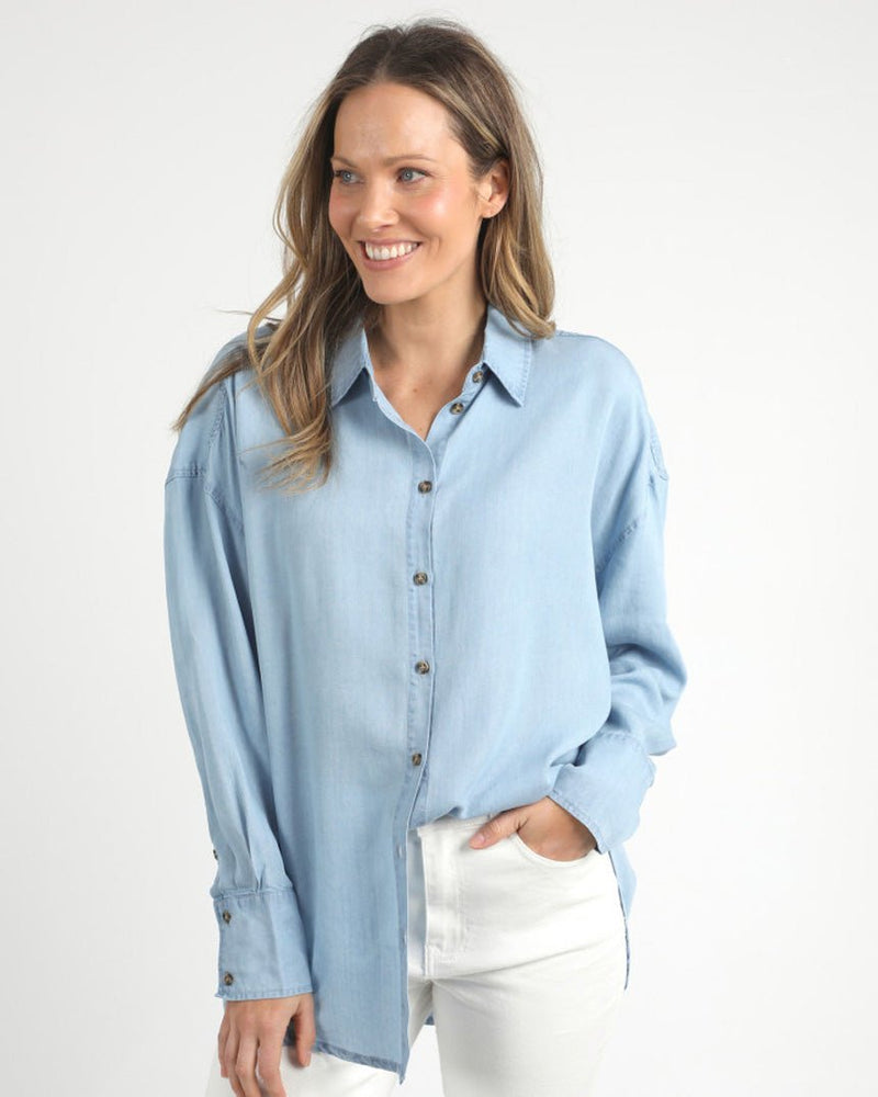 Find Flinders Long Sleeve Chambray Shirt - Elm at Bungalow Trading Co.