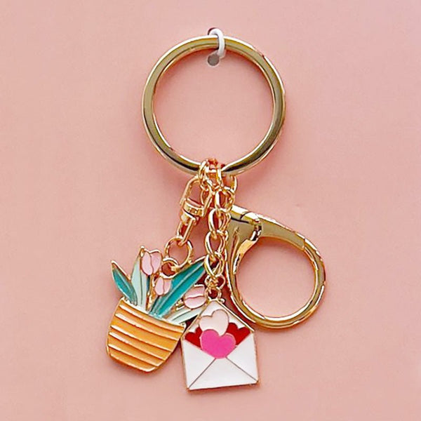 Find Flowers and Letter Keyring Bag Charm - Urban Products at Bungalow Trading Co.