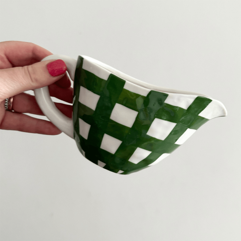 Find Forest Green Gingham Gravy Jug - Noss at Bungalow Trading Co.