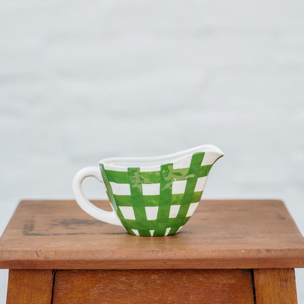 Find Forest Green Gingham Gravy Jug - Noss at Bungalow Trading Co.