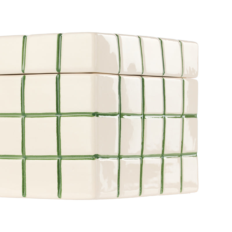 Lulu Ceramic Check Box Green