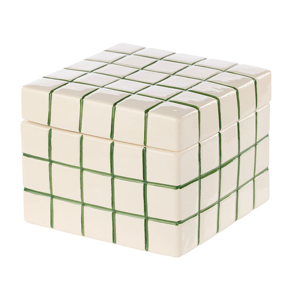Lulu Ceramic Check Box Green