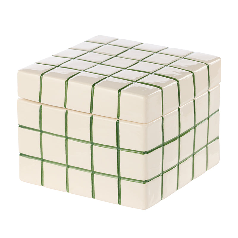 Lulu Ceramic Check Box Green