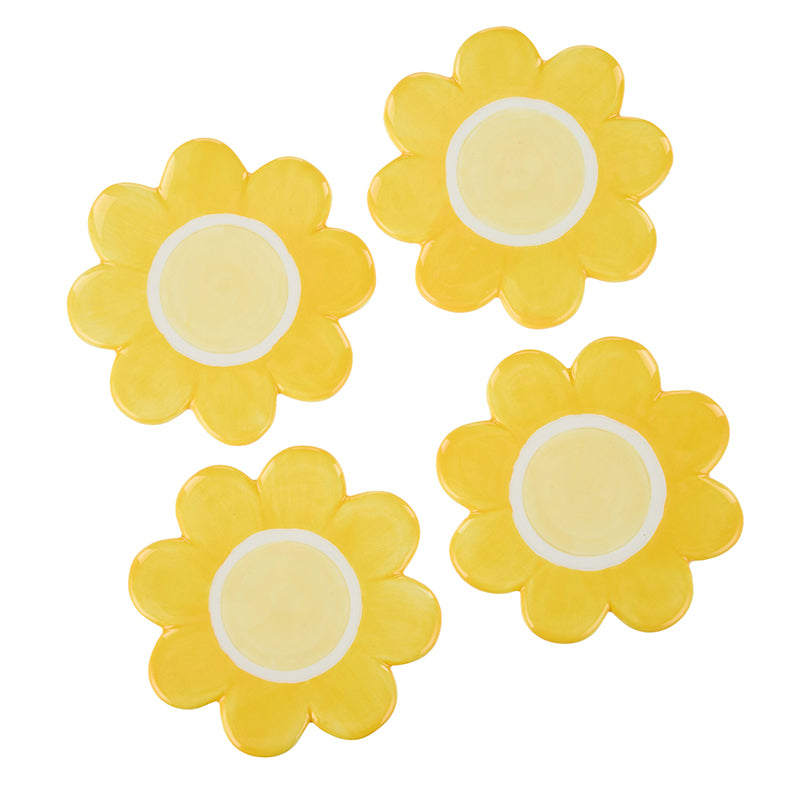 Posey Flower Coasters Yellow Set of 4