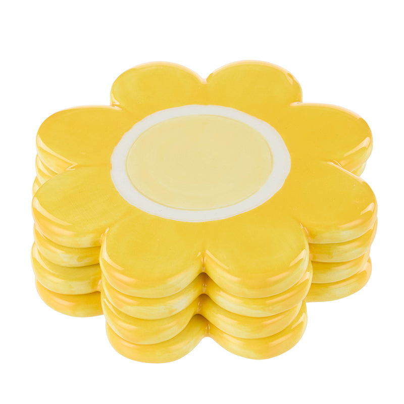 Posey Flower Coasters Yellow Set of 4