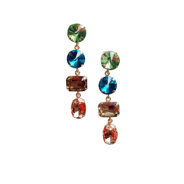 Find Gem Drop Earrings Green/Aqua/Taupe/Champagne - Zoda at Bungalow Trading Co.