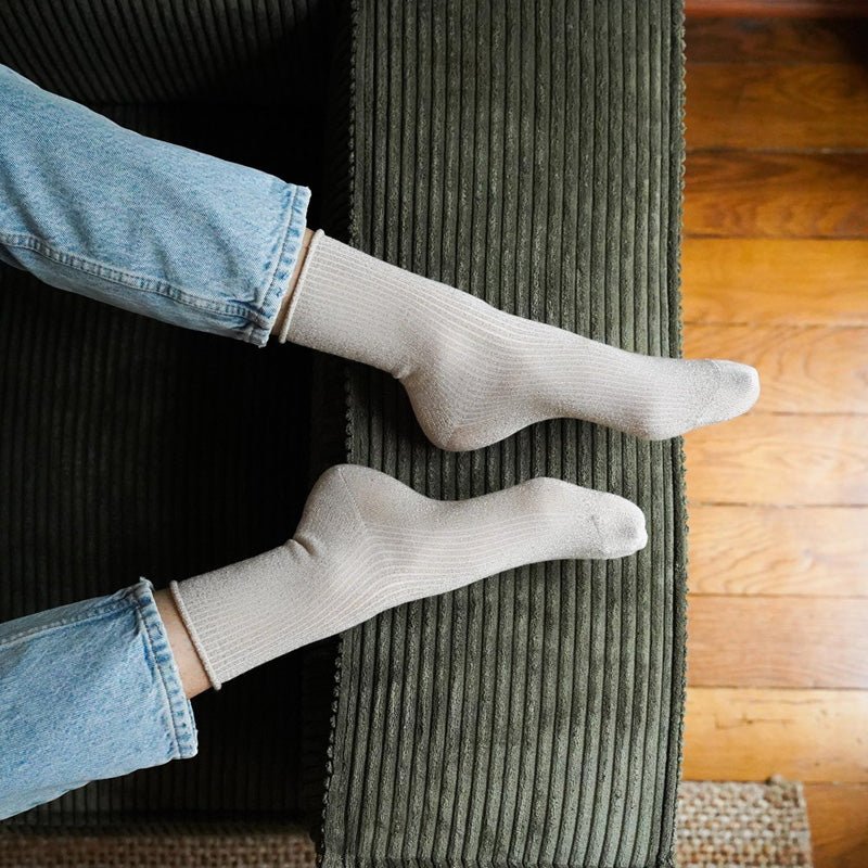 Find Glitter Lurex Socks Beige - Klue at Bungalow Trading Co.