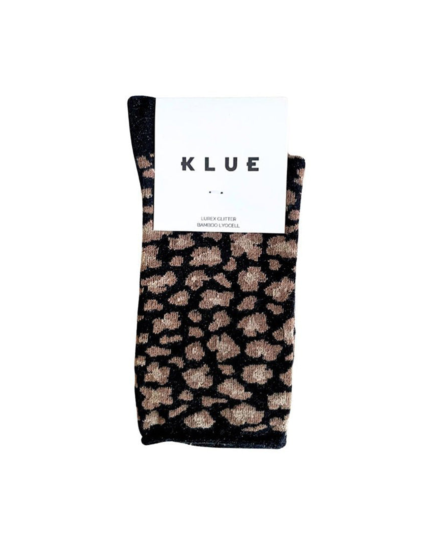 Glitter Lurex Socks Leopard Black