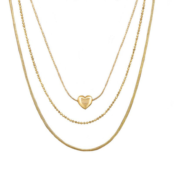 Find Gold Multi Chain Heart Necklace - Tiger Tree at Bungalow Trading Co.