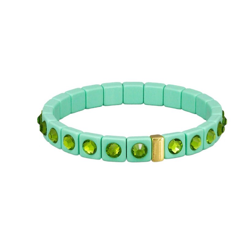 Find Green Crystal Tile Bracelet - Tiger Tree at Bungalow Trading Co.