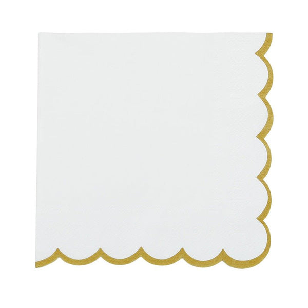 Find Halcyon White + Gold Paper Napkins Pack of 20 - Coast to Coast at Bungalow Trading Co.