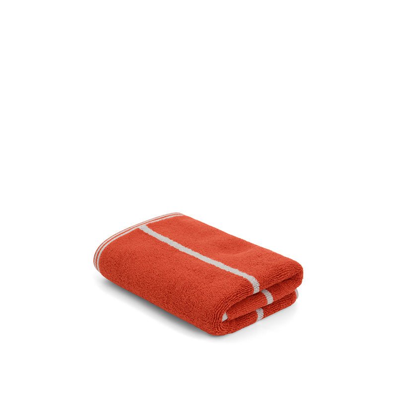 Find Hand Towel Terracotta/Stone Pinstripe - Loop Home at Bungalow Trading Co.