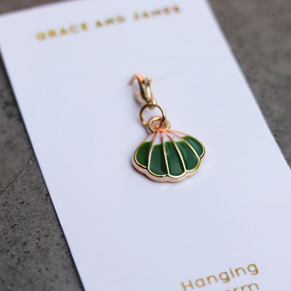 Find Hanging Charm Clamshell Green - Grace and James at Bungalow Trading Co.