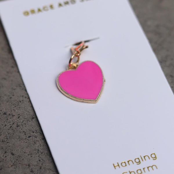 Find Hanging Charm Heart Pink - Grace and James at Bungalow Trading Co.