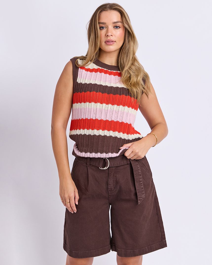 Haven Stripe Knit Top Red
