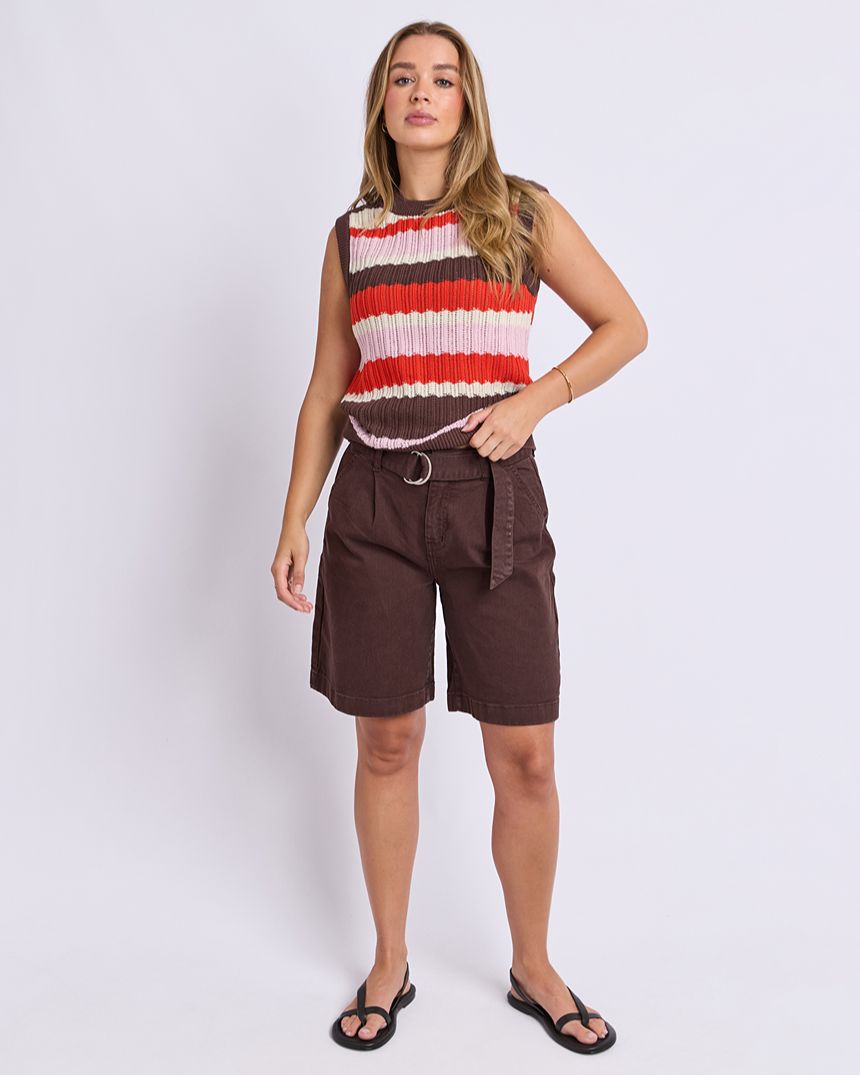 Haven Stripe Knit Top Red