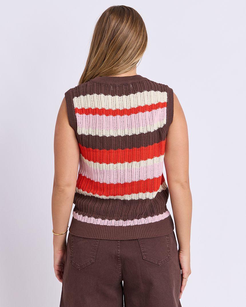 Haven Stripe Knit Top Red