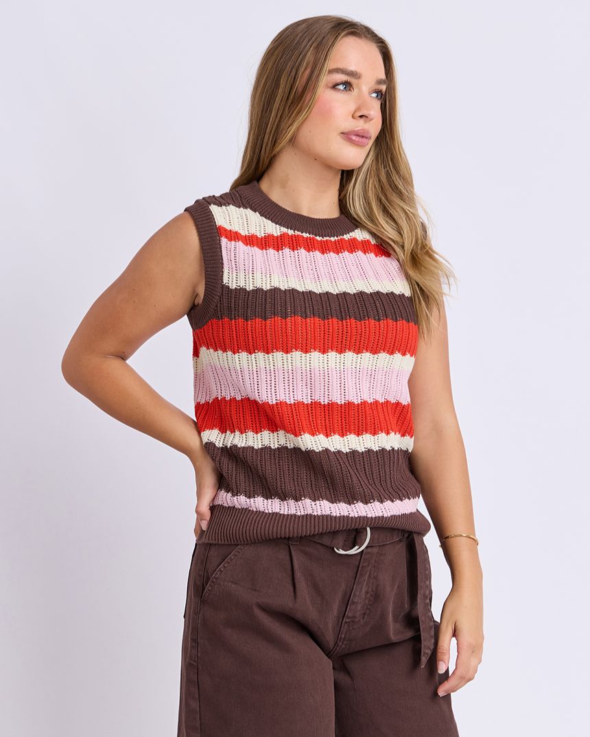 Haven Stripe Knit Top Red