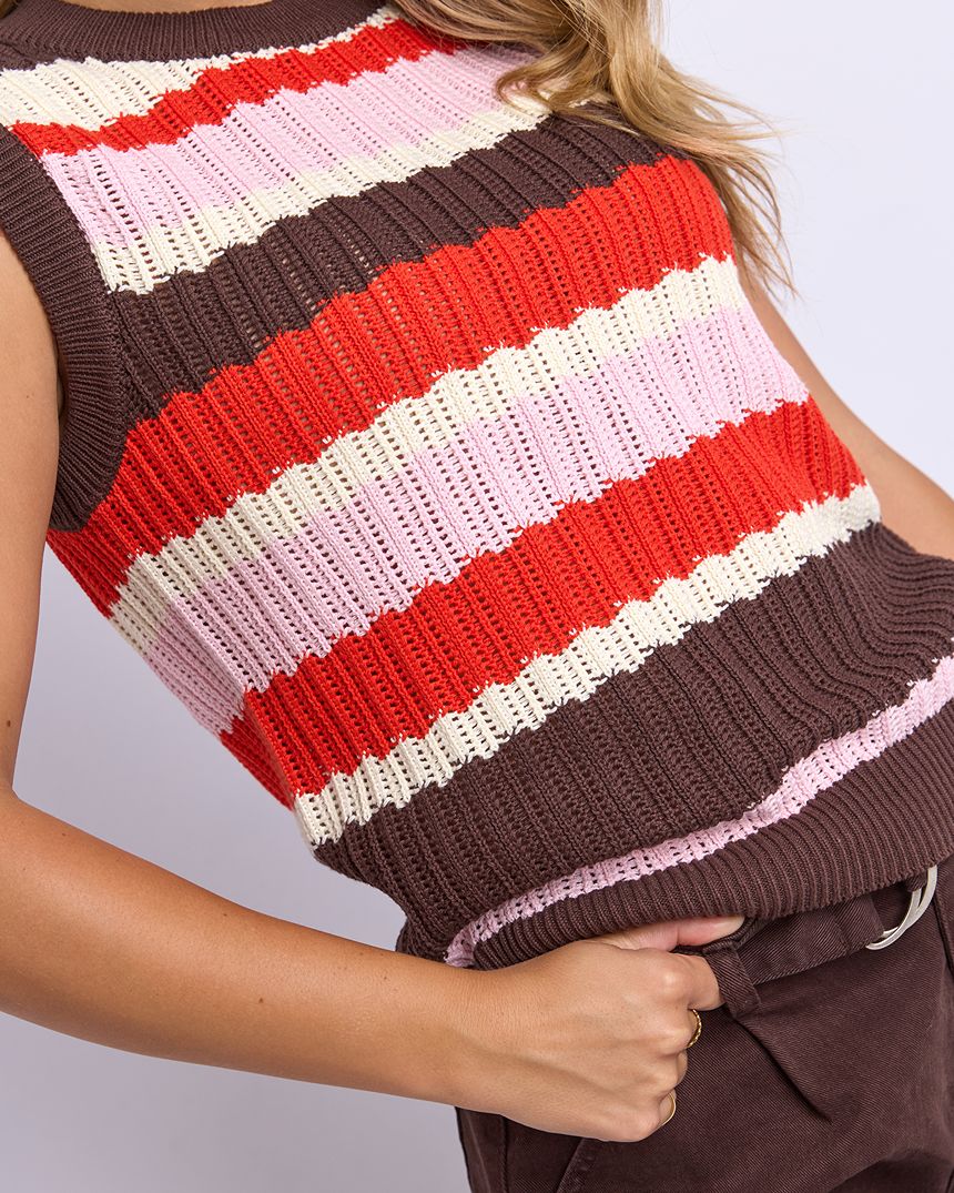 Haven Stripe Knit Top Red