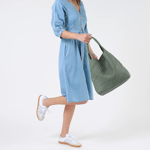 Find Haydee Weave Hobo Bag Basil - Stella + Gemma at Bungalow Trading Co.