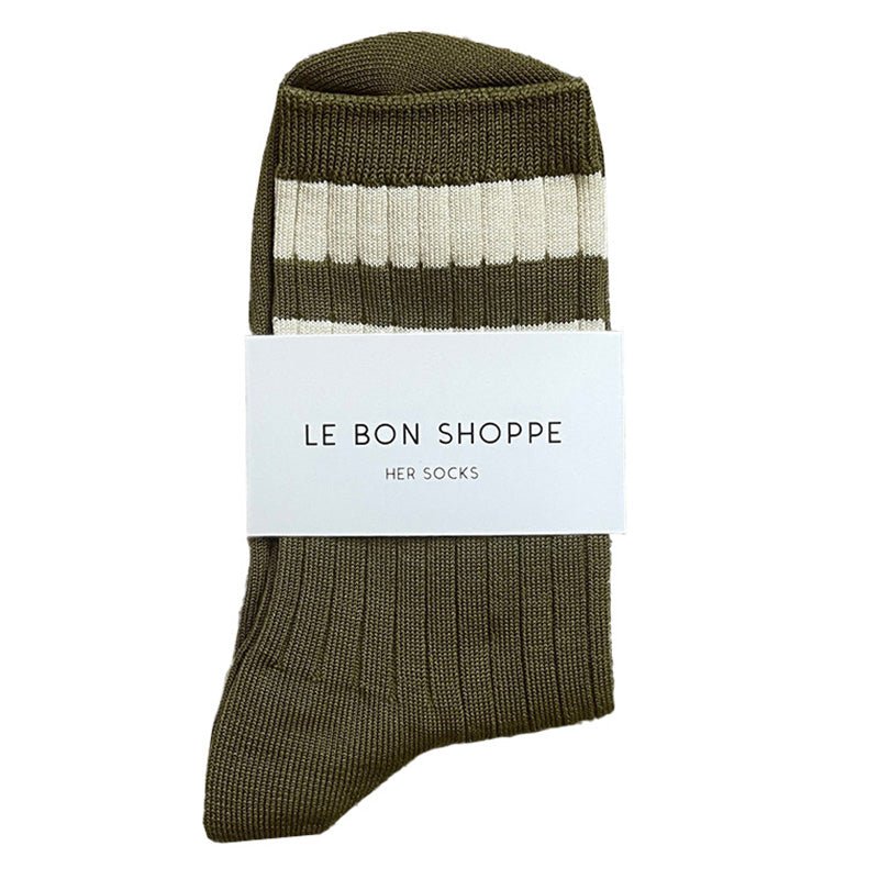 Find Her Socks Varsity Fern/White - Le Bon Shoppe at Bungalow Trading Co.