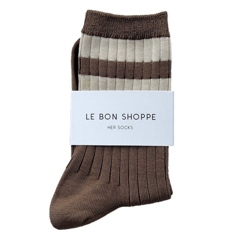 Find Her Socks Varsity Toffee/Cream - Le Bon Shoppe at Bungalow Trading Co.